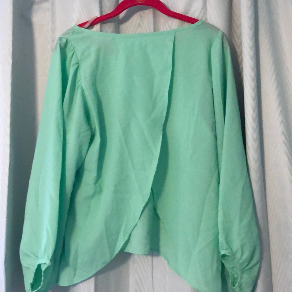 Mint green open back top